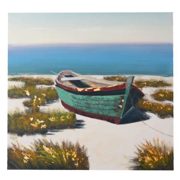 OIL PAINTING - BOAT ON THE SAND