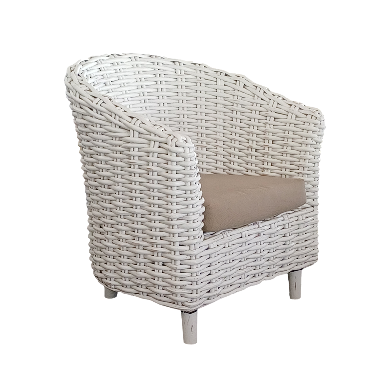 Congo Occasional Chair - Distressed White Rattan